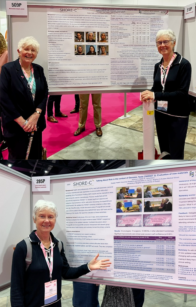 Professors Fallowfield and Jenkins presenting their posters at ESMO